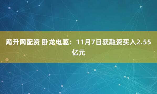飚升网配资 卧龙电驱：11月7日获融资买入2.55亿元